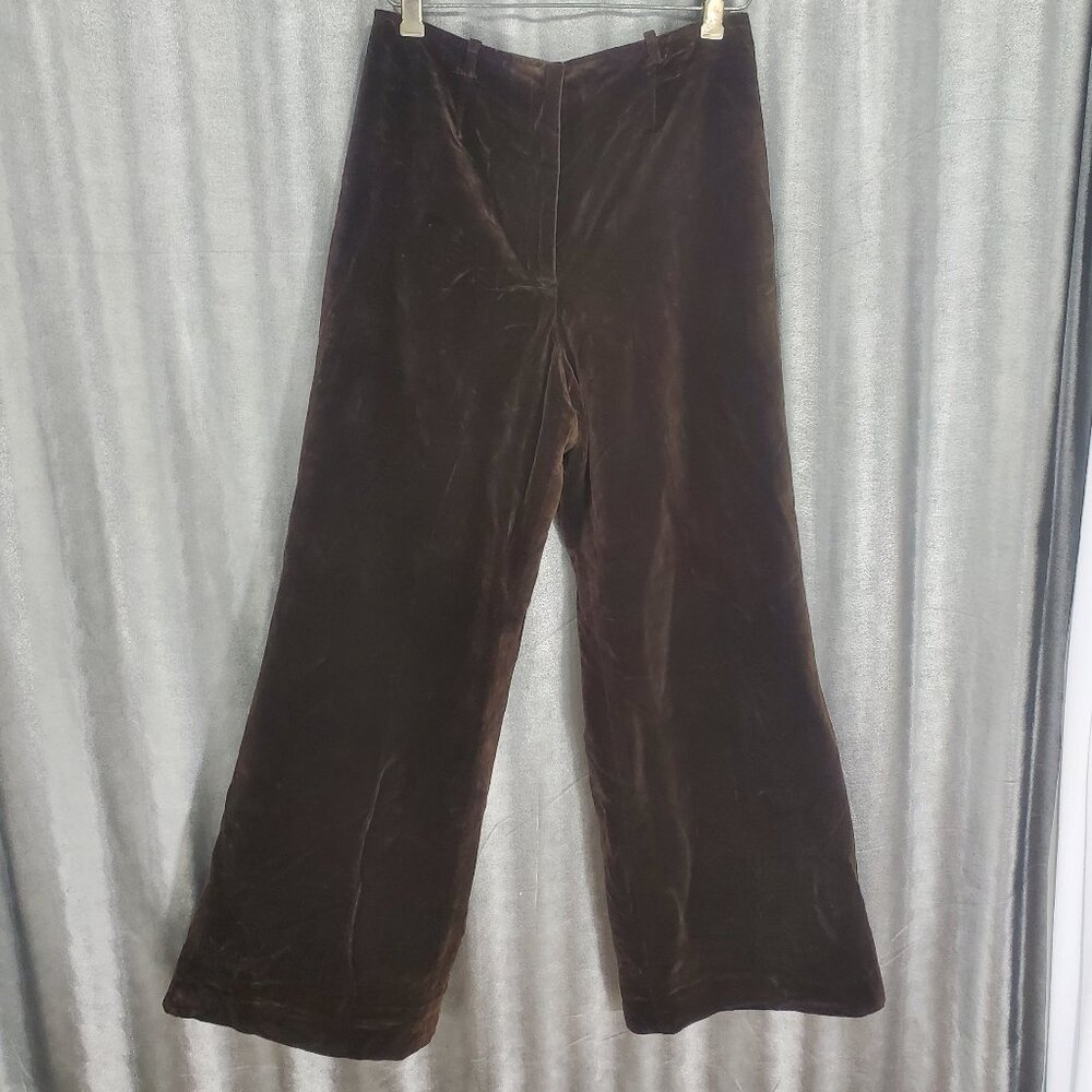 Vintage 74-80's ILGWU Union Made Brown Velvet Flair Wide Leg Pants SZ. 10R 28/29